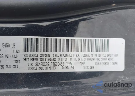 2015 Dodge Journey Sxt z USA, uszkodzony, nr VIN 3C4PDCBG1FT616459